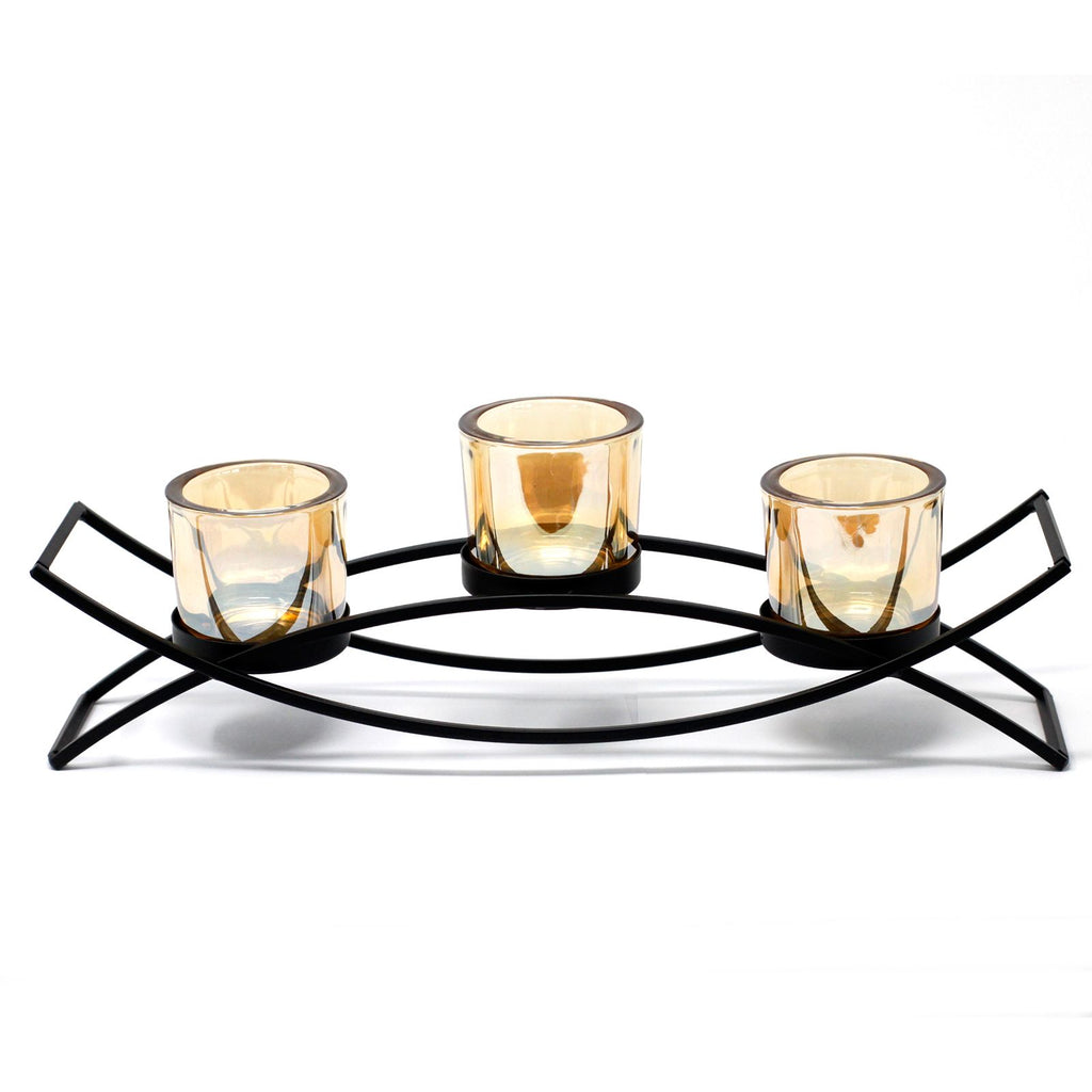 Centrepiece Iron Votive Candle Holder - 3 Cup Silhouette